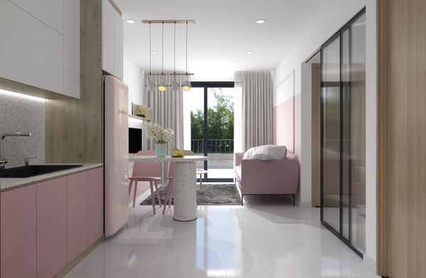 Gợi ý màu hồng trong thiết kế nội thất căn hộ