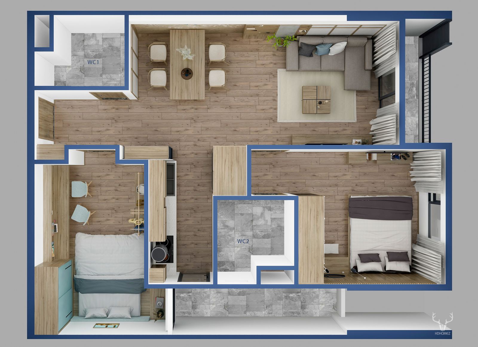 Chung cư Akari City mẫu 72m²