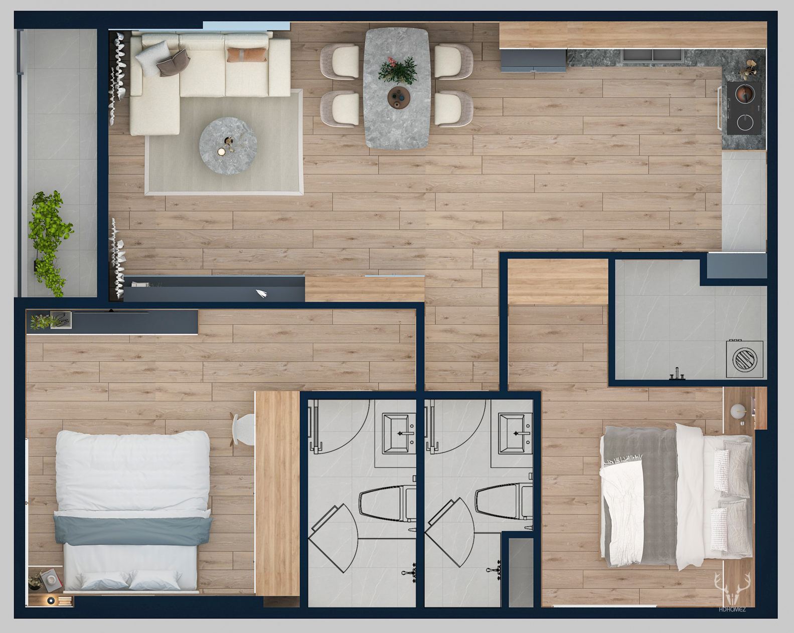 Chung cư Akari City mẫu 79m²