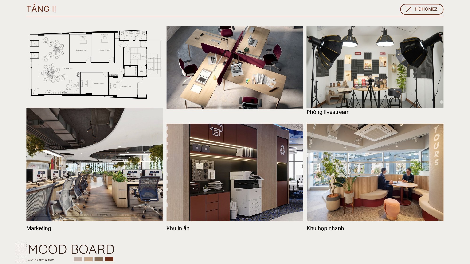 Concept văn phòng & showroom cà phê 4 tầng - Mood board tầng 2