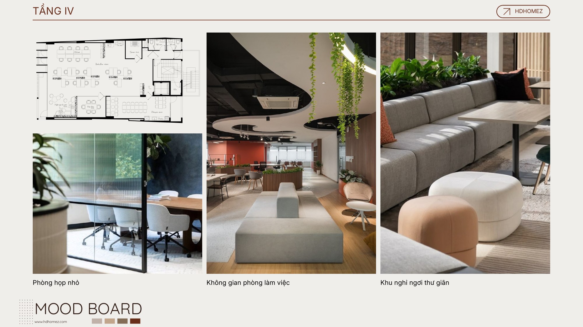 Concept văn phòng & showroom cà phê 4 tầng - Mood board tầng 4 - phòng làm việc