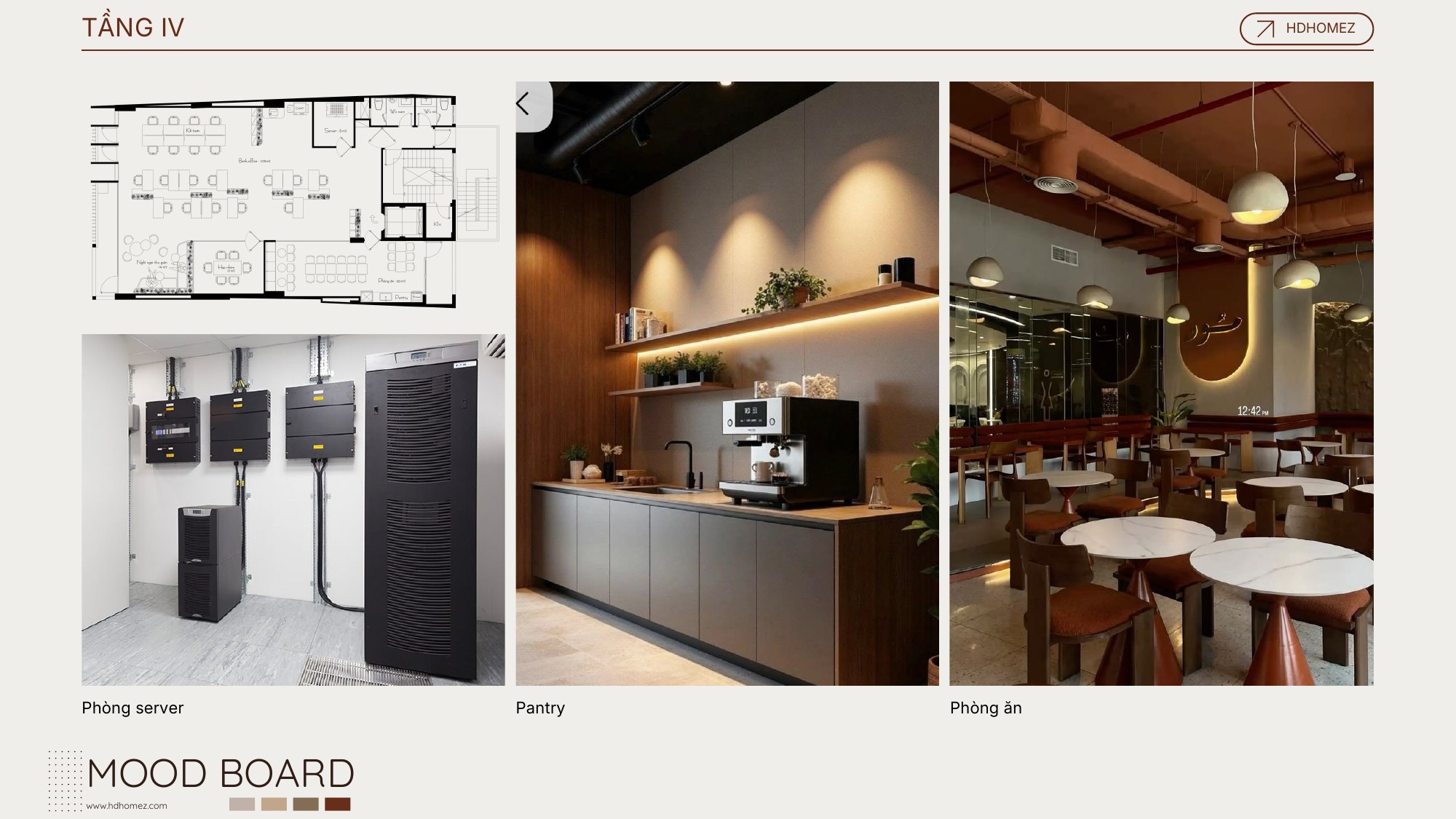 Concept văn phòng & showroom cà phê 4 tầng - Mood board tầng 4 - pantry, phòng ăn